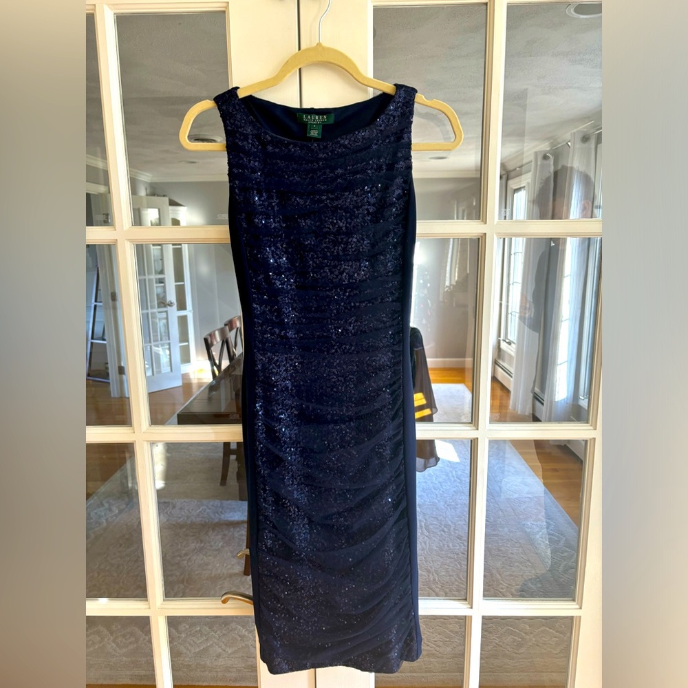Womens navy sleeveless Ralph Lauren evening dress, size 2
